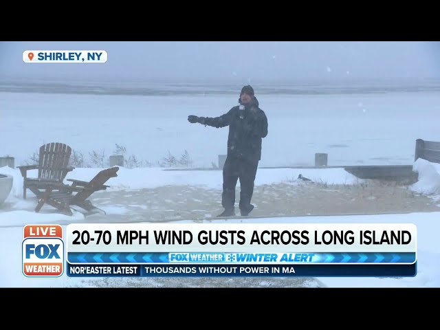 Near-Hurricane-Force Winds Rip Across Long Island During Blockbuster Nor'easter