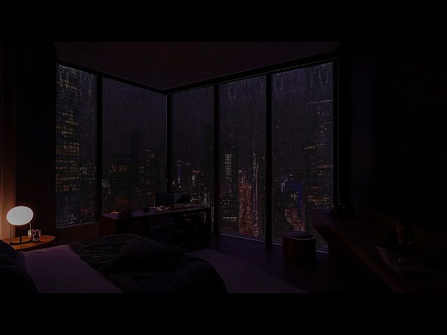 🌧️ New York Apartment with Soft Rain for Sleep (No Mid Ads) - 24 Hours | Cozy Bedroom Ambience