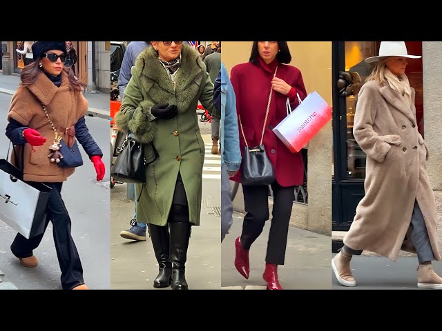 ELEGANT MILAN FASHION LOOKS | WINTER 2025 STREET OUTFITS TRENDS | ITALIAN LUXURY SHOPPING VLOG