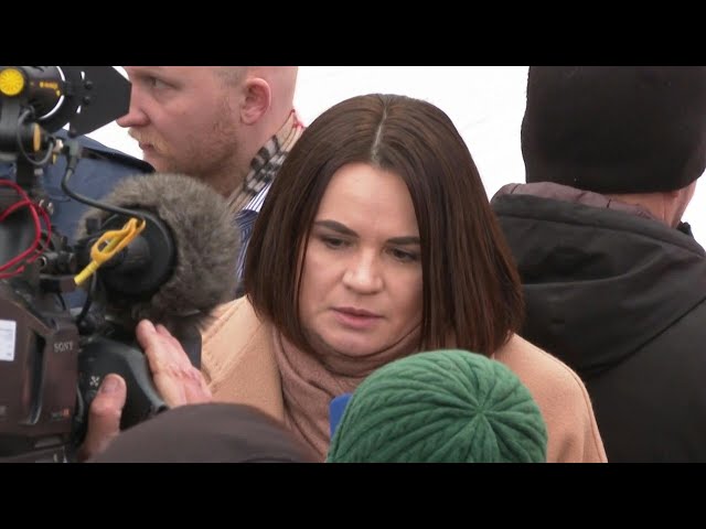 Exiled Belarusian opposition leader marches in Poland as Belarus holds presidential election | AFP