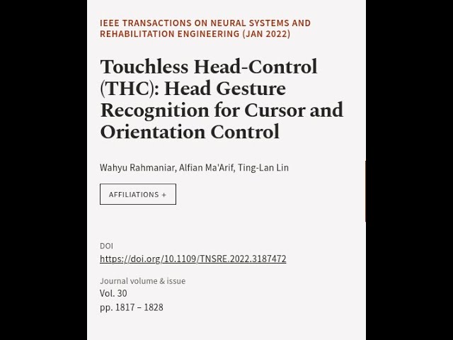 Touchless Head-Control (THC): Head Gesture Recognition for Cursor and Orientation Con... | RTCL.TV