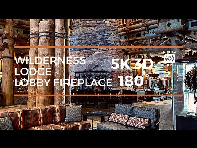 Wilderness Lodge Lobby Fireplace  (5K 3D 180°)