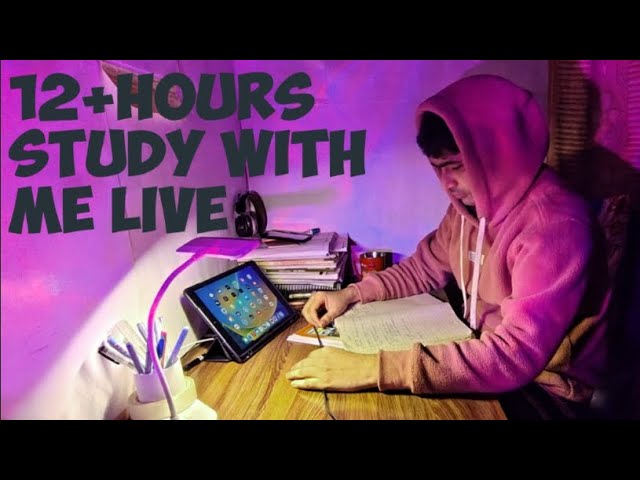 12+Hours live study with me. ( sound )day 28/50 📚 poromodo study morning 🌄 full day