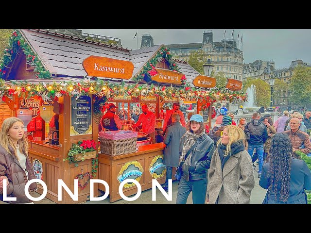 2024 London Christmas Markets Tour | South Bank Christmas Market to Trafalgar Square | 4K Walk