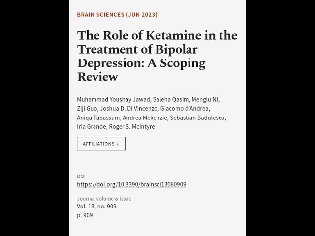 The Role of Ketamine in the Treatment of Bipolar Depression: A Scoping Review | RTCL.TV