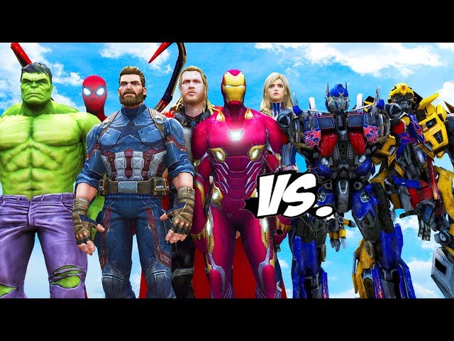 THE AVENGERS VS TRANSFORMERS - Optimus Prime, Bumblebee vs Avengers