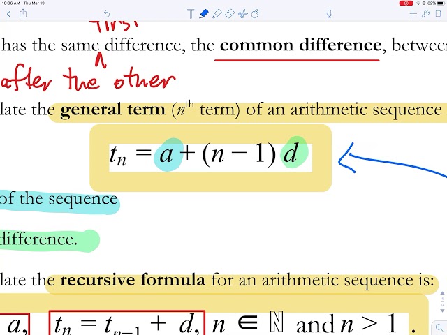 Lesson 7.1 - Arithmetic Sequences ** Mistake at 4:54 see below