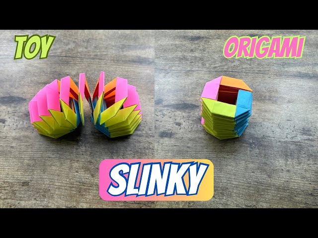 ORIGAMI SLINKY PAPER TOY CRAFT | HOW TO MAKE SLINKY RAINBOW TOY ORIGAMI WORLD EASY CRAFT TUTORIAL