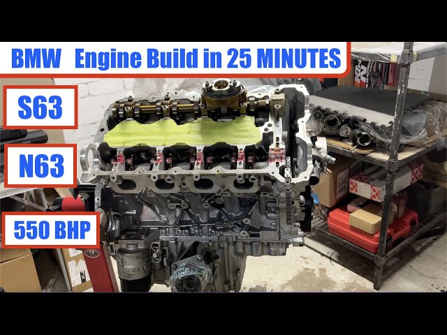 BMW S63 / N63 Engine build in 25 MINUTES - X5M M5 REBUILD