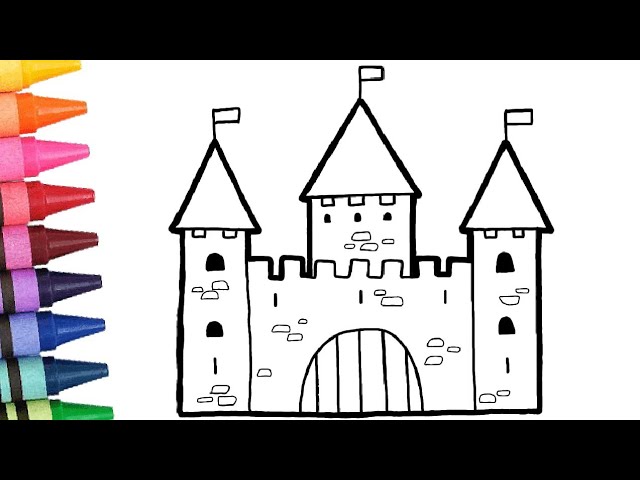 Castle Drawing and Coloring Easy for Kids | How to Draw a Castle