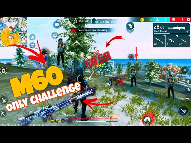 M60 Only Challenge In Solo 🔥 Red Numbers Dominating Pro Players 🤯 Free Fire #freefire #gaming