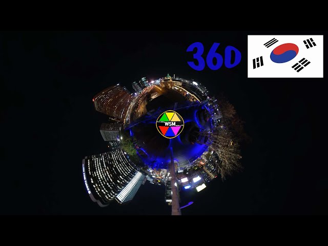 360 Night view of Seoul Station at Sky garden