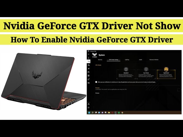 How To Enable Nvidia GeForce GTX Driver All Asus TUF Gaming Laptop