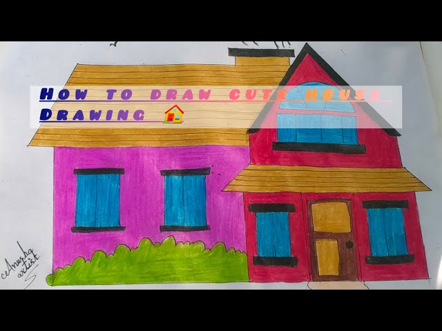 how to draw cute house 🏠 drawing easy house drawing ✨❤️