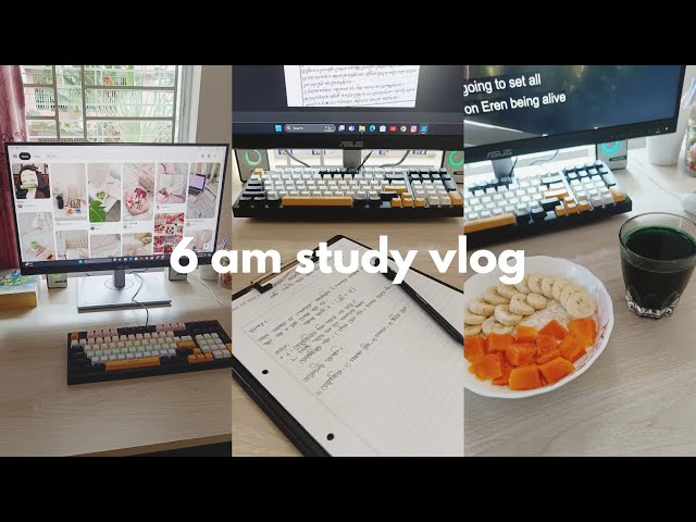 productive study vlog 🤎 | waking up at 6am, exercise, studying, watching anime 🍥