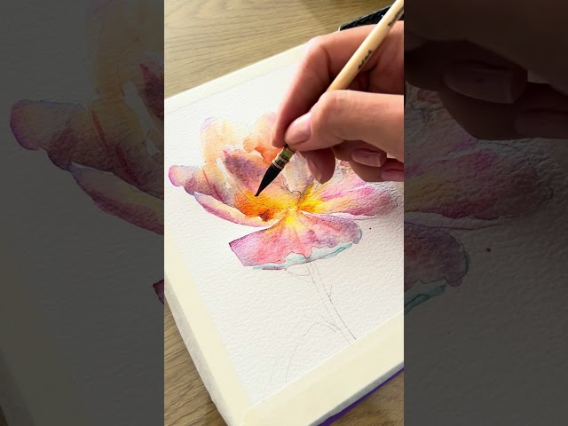 🎨🌸 How to Paint Peonies with Watercolors – Easy & Beautiful! ✨ #reels #art #tutorial #shots