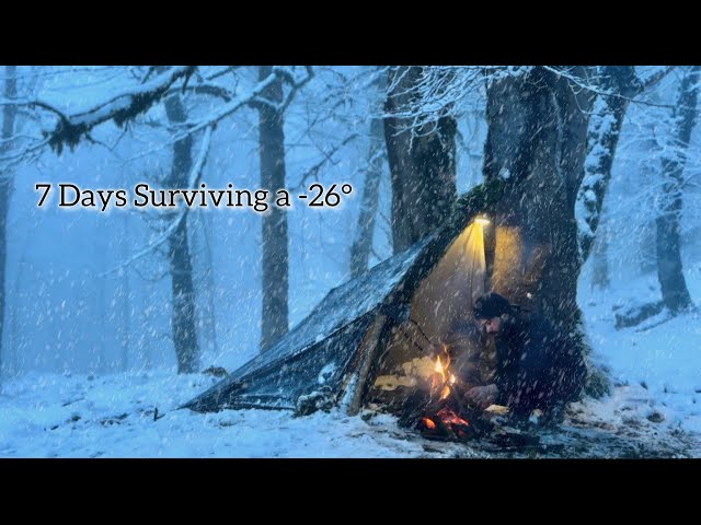 7 Days Surviving a -26° in snowstorm [ winter camping ]