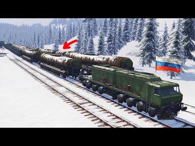 Russian Train Carrying 600 T-90M Main Battle Tanks Destroyed in Ukraine - Arma 3