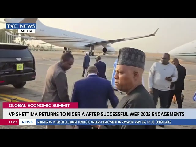 VP Shettima Returns To Nigeria After Successful WEF 2025 Engagements