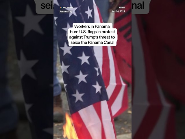 Workers in Panama burn U.S. flags in protest against Trump's threat to seize the Panama Canal