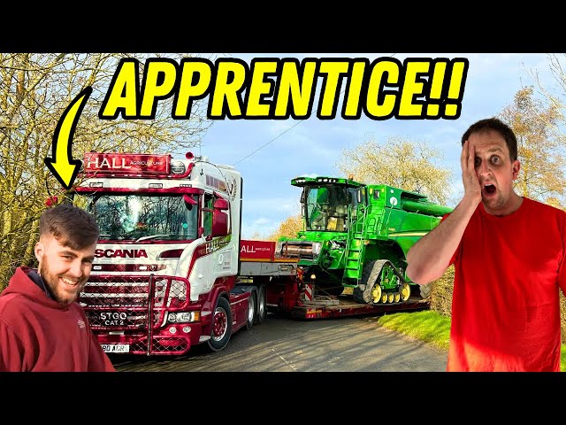 MOVING A HUGE COMBINE WITH 21 YEAR OLD APPRENTICE | #truckertim