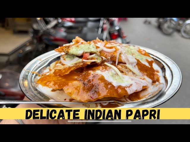 Delicate Papri chaat, The perfect Indian street food snack in Gujranwala, Pakistan