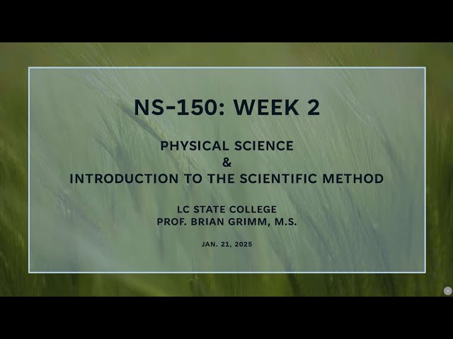 NS-150  Week 2 Lecture