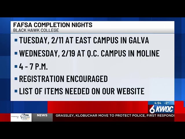 Black Hawk College to host free FAFSA completion nights