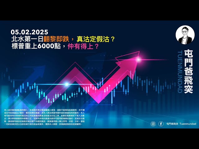 2025年2月5日 北水第一黎翻黎即跌，真沽定假沽？標普重上6000點，仲有得上？