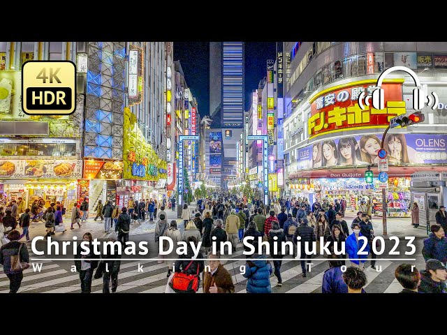 Christmas Day in Shinjuku 2023 Walking Tour - Tokyo Japan [4K/HDR/Binaural]