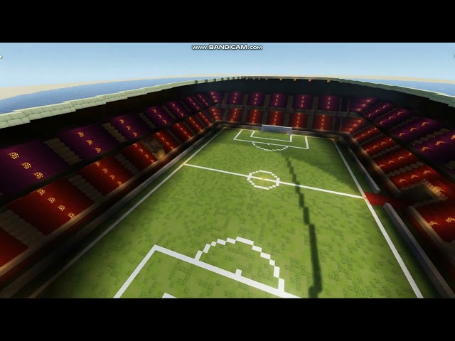 Pase 12 horas construyendo un estadio de futbol en MINECRAFT, Asi quedo al final...