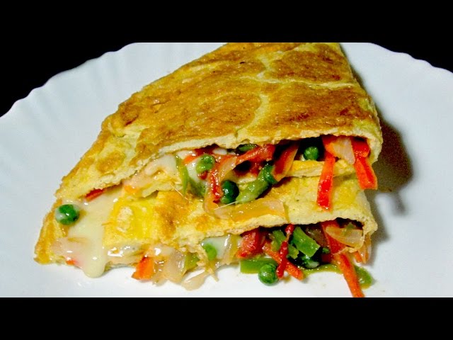 Vegetable Cheese Omelet Recipe - Vegetable Omelet Recipe - Easy Breakfast Recipe