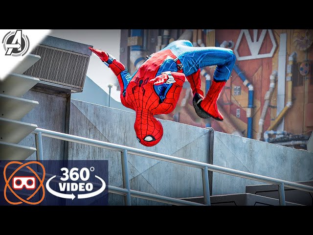 [360] NEW Avengers Spider Man Ride WEB SLINGERS and Stunt Show