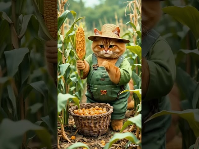 A Wonderful Day for the Chubby Cat in the Cornfie #cat #meow #kitty #meow #shorts