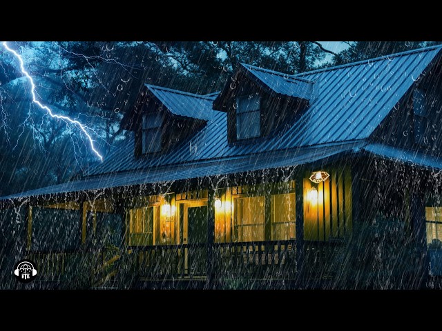 Goodbye Insomnia in 3 Minutes with Loud Rain & Powerful Thunder on Ancient Tin Roof at night