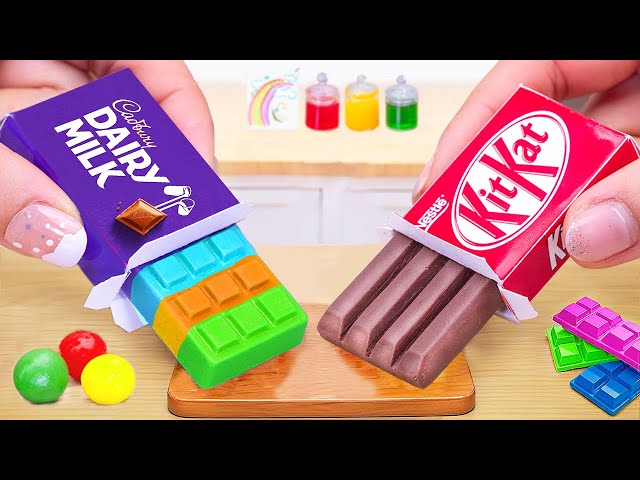 Sweet Raibow Chocolate Cake Dessert | Amazing Miniature Rainbow KITKAT-DAIRY MILK Chocolate Recipe