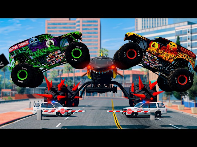 UFO Big Monster Truck VS Police | in BeamNG.drive