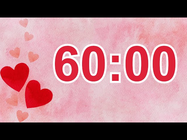 60 Minute Valentine's Day Silent Countdown Timer ❤️ | No Music, Soft Alarm