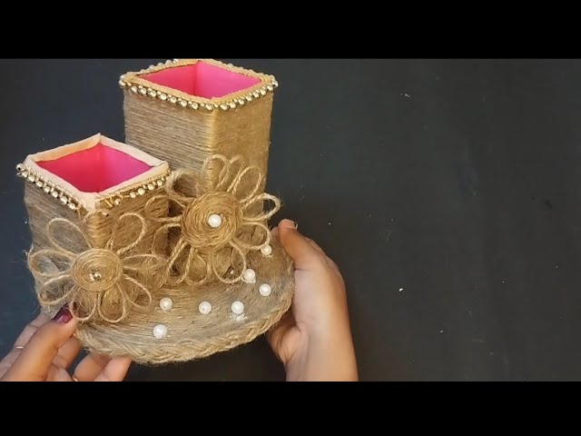 jute pen stand. 🌼 how to make a jute pen stand 🌼#jute_craft_ideas_easy #jute 🌼