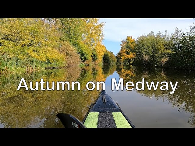 Kayaking in England. River Medway in Kent. Autumn