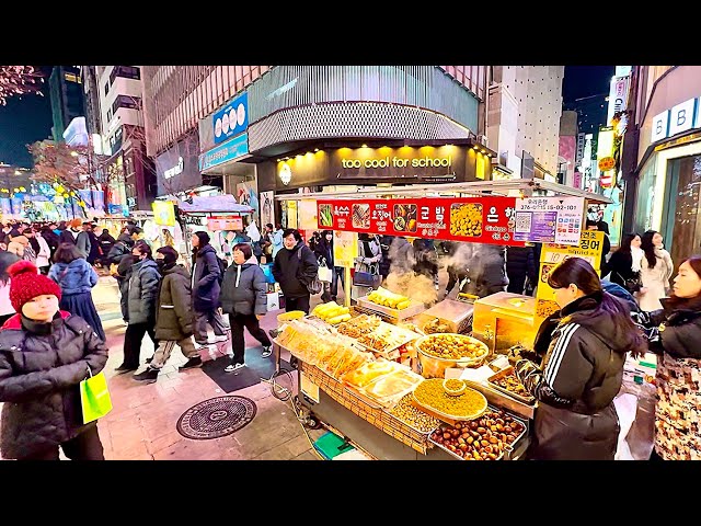 MYEONGDONG NIGHT MARKET FOOD SHOPS STALL WALK AROUND REVIEW @ Myeongdong 8-gil x 10-gil Seoul 🇰🇷