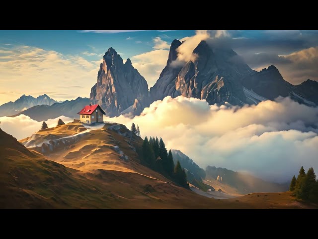 Fantastic autumn landscape with small chapel in the Dolomites, Italy, Mountains