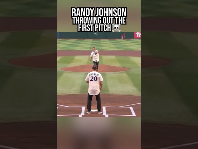 Randy Johnson throwing out the First Pitch. RIP