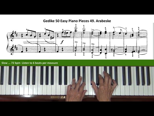 Gedike 50 Easy Piano Pieces Op. 46 No. 49 Arabeske Tutorial