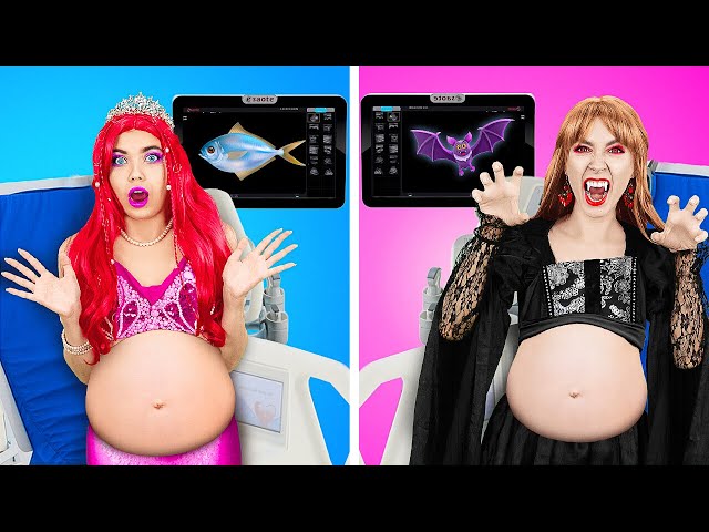 Vampire Pregnant vs Mermaid Pregnant! Funny Pregnancy Moments and Cool Hacks by Rocketmons!