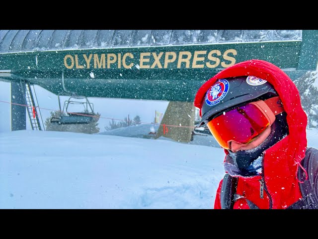 Powder day at Heavenly in Lake Tahoe skiing blue Cloud 9 & the Pines to Olympic Express in April