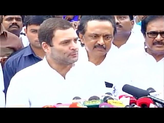 Rahul Gandhi meets ailing Karunanidhi at Kauvery Hospital in Chennai