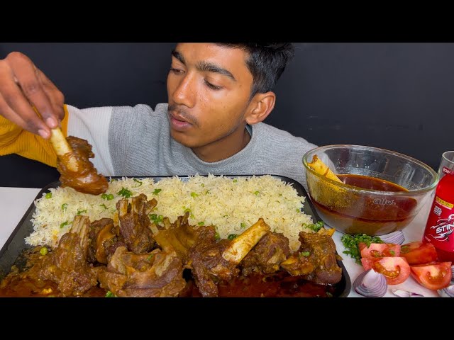 ASMR EATING SPICY MUTTON CURRY+BASMATI RICE +EAXTRA GRAVY WITH BASMATI RICE || REAL MUKBANG | EATING