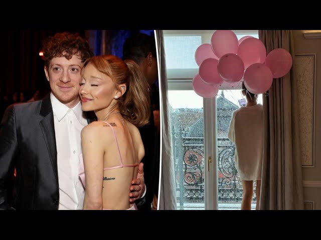 Ethan Slater shares rare photo of Ariana Grande with pink balloons to celebrate her Oscar nod.