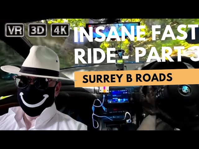 Fast b Roads Drive thought England, Surrey, VR 3D 180 onboard